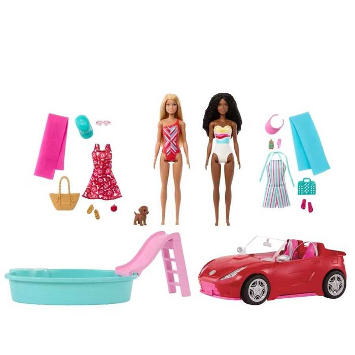 Ігровий набір Барбі Barbie Playset With 2 Dolls, Car, Pool
