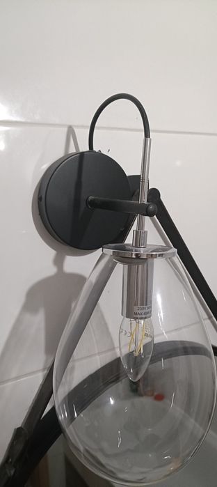 Żyrandol i kinkiet czarny i szkło