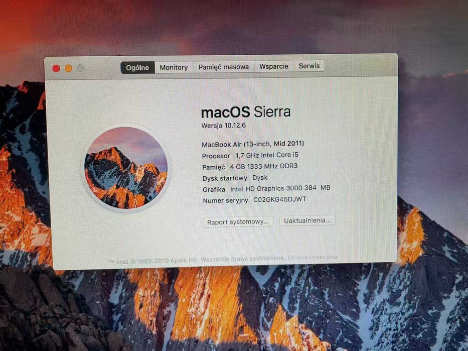 Macbook air 2011 1,7 GHz, intel core i5, 4 gb