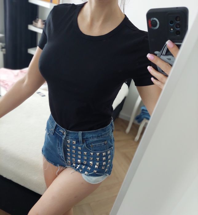 Czarny t-shirt basic h&m