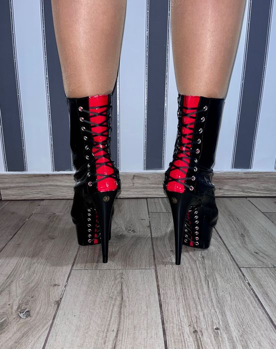 152/ Lakierowane sexy botki Trans Crossdress szpilki buty OD RĘKI 45