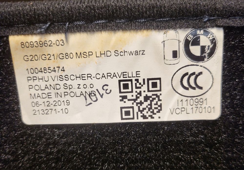 Dywaniki bmw g20/21/g80 mpakiet