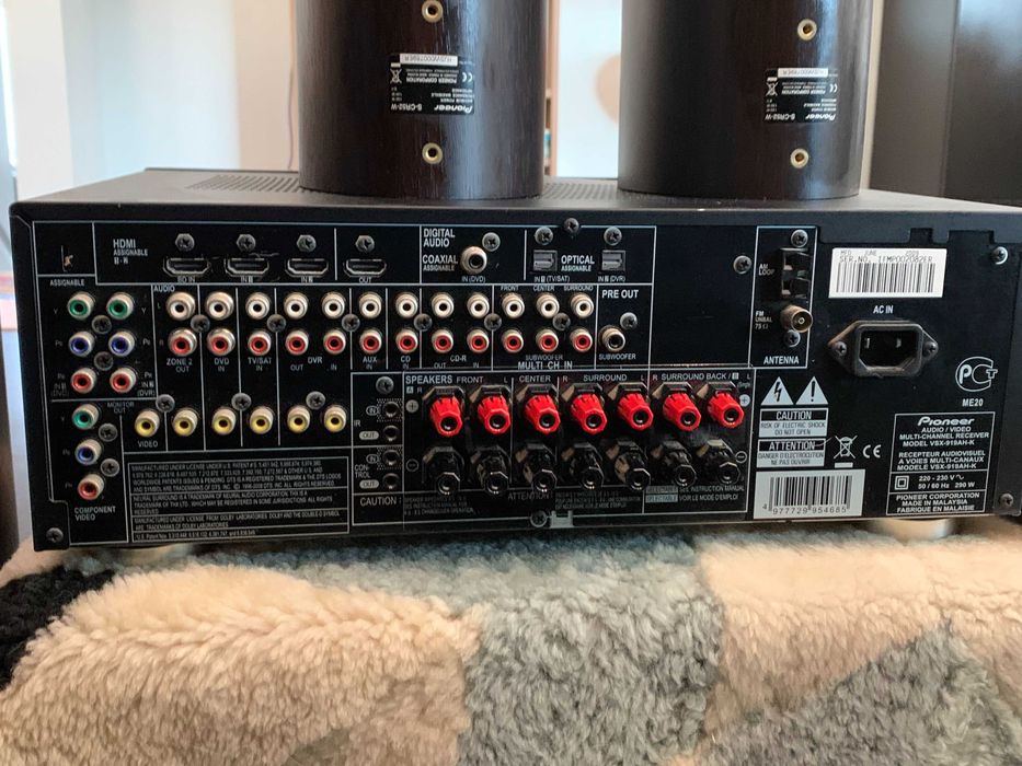 Home cinema 5.1 Pioneer completo – receiver VSX-919AH + Blu-ray + colunas
