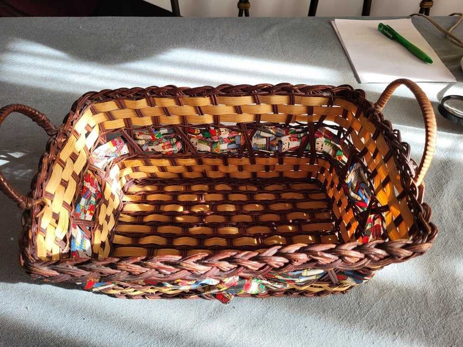 Wicker and Fabric Basket64376378499074121
