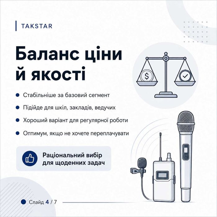 Радіомікрофони Emiter-S / TAKSTAR / MARCUS / Rode для дому та сцени