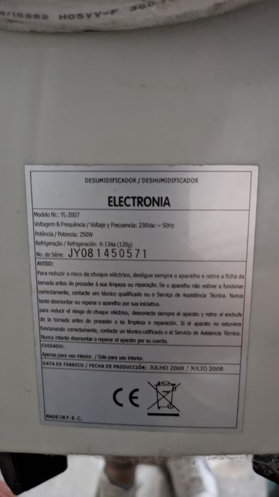 Desumidificador Electrónia