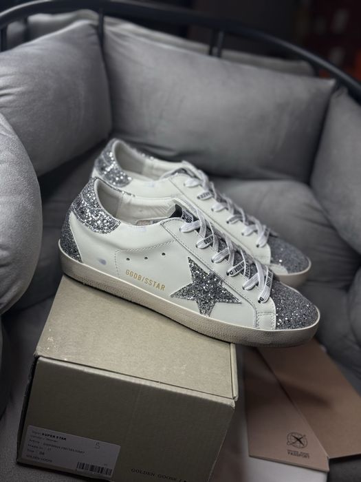 Кеди голден гуз golden goose жіночі кросівки кеди білі срібні