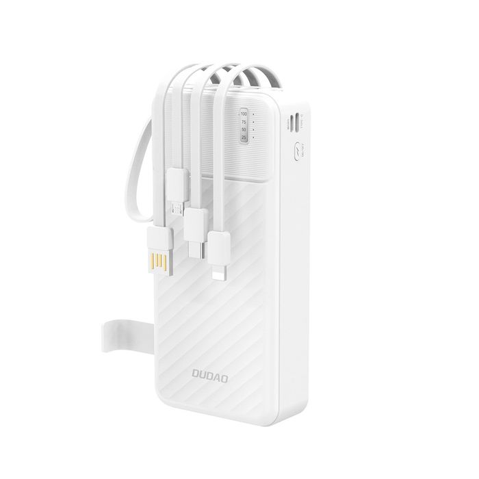 Powerbank Dudao K11 Pro 20000mAh z wbudowanymi kablami - biały