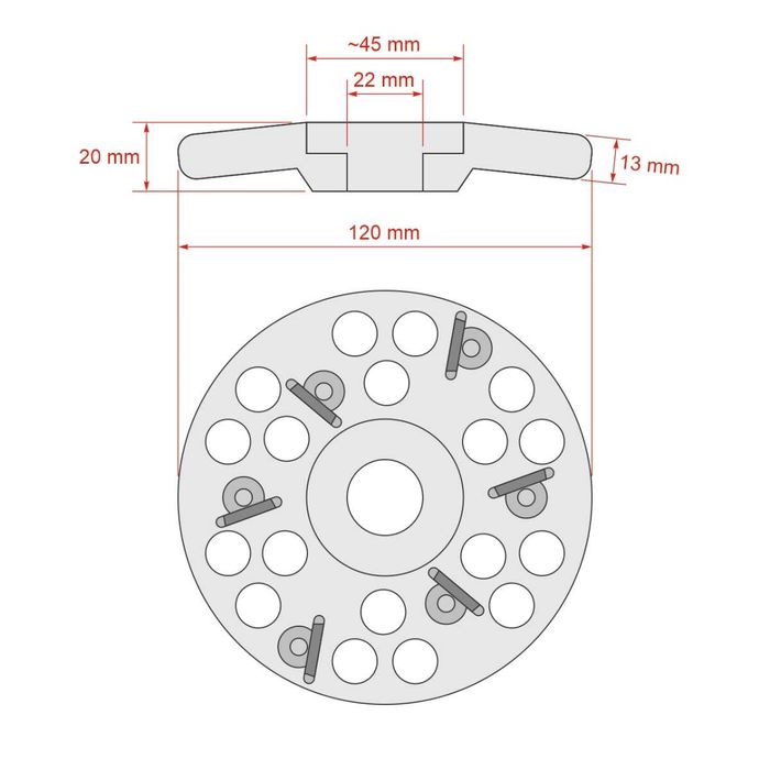 Tarcza do korekcji racic Profi, 6 wymiennych ostrzy, śr. 120 mm