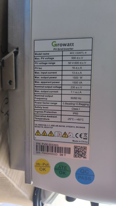 Inversor solar Growatt MIC1500TL-X 1.5kw