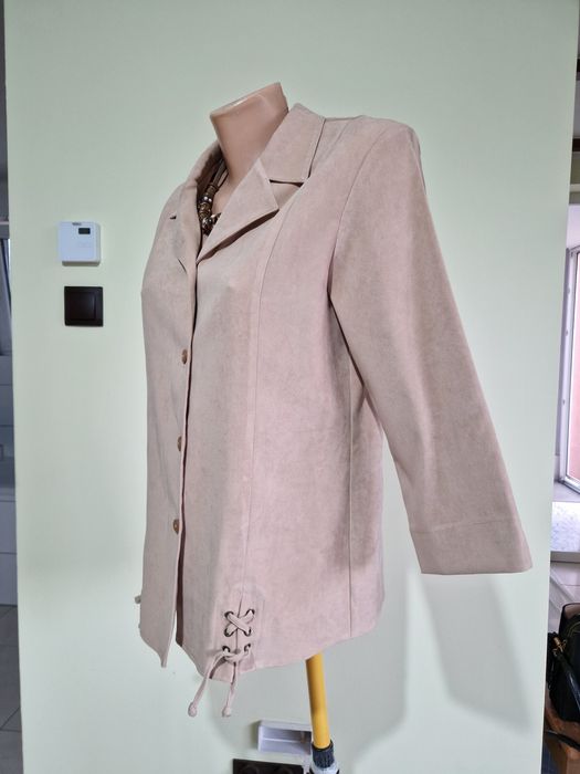 Bluzka koszulowa ciemny beż wiązana sznureczkami