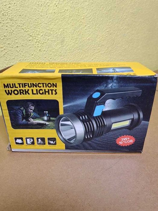Lanterna LED Recarregável USB de Trabalho 3W + COB Lateral (NOVO)