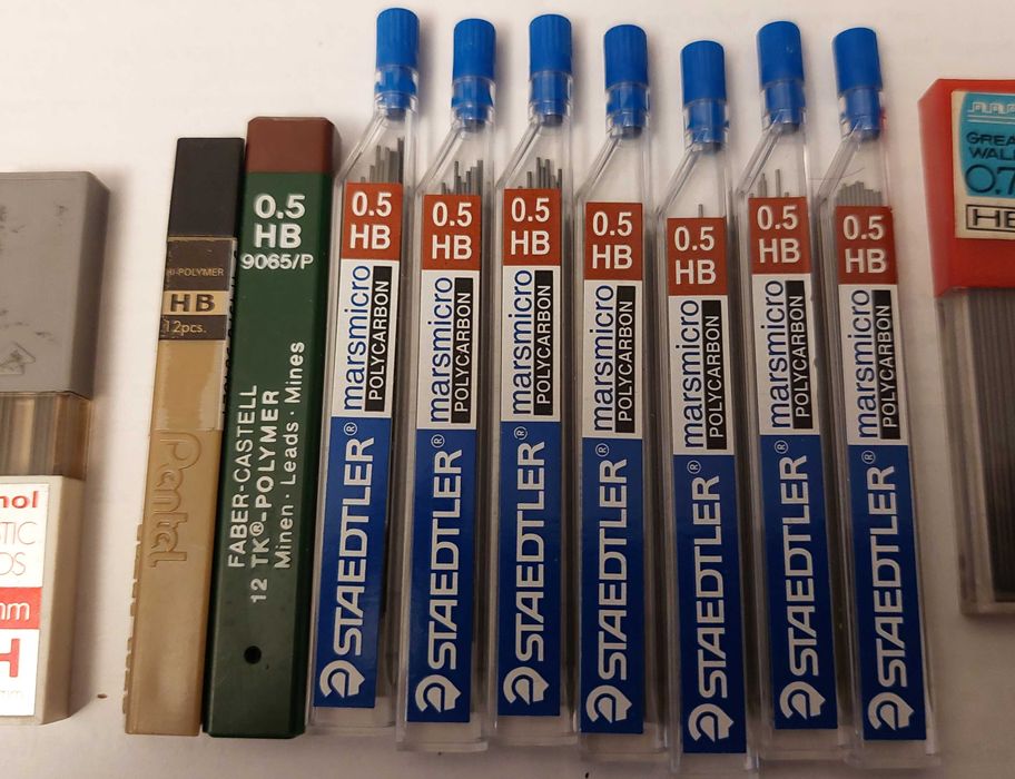 Grafity do ołówków automat.h 0,5 0,7 0,9 mm 3h, 2h, hb, f b  30 opakow