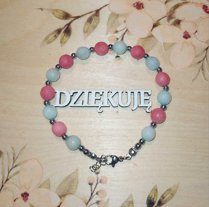 Bransoletka z kamieni naturalnych jadeit damska rękodzieło kolorowa