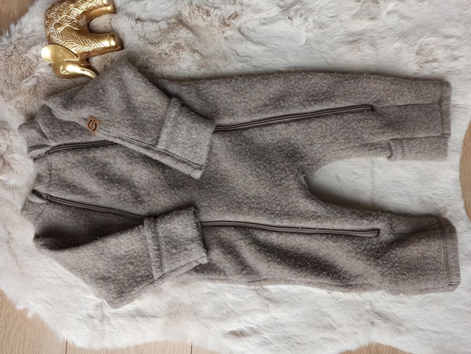 Kombinezon wełniany merino 100% brązowy niemowlęcy r. 68 mikk line