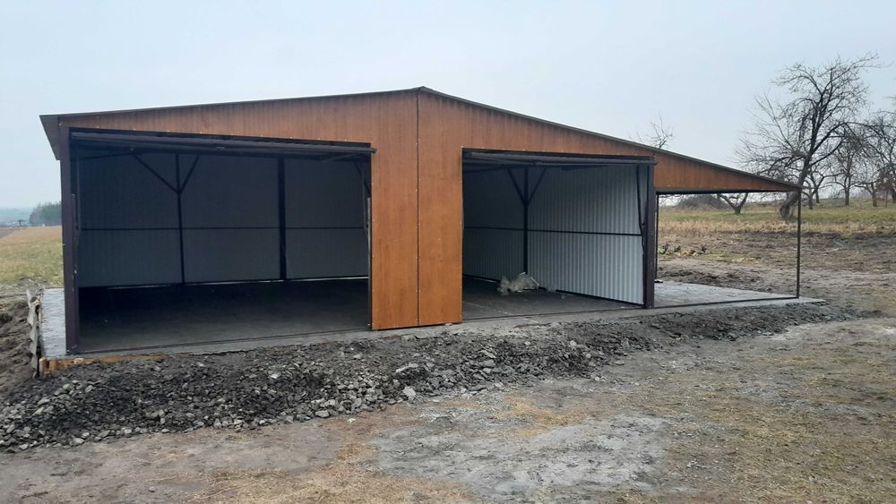 garaż blaszany 7x5 złoty dąb +3m wiata