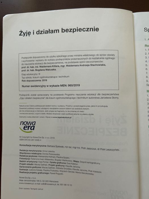 Podręcznik Żyję i działam bezpiecznie. Nowa Era.