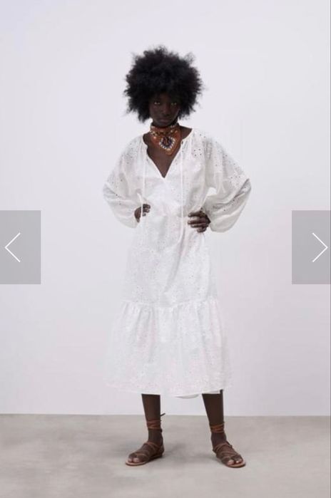 Белое платье Zara с прошвы сукня zara з прошви S/M