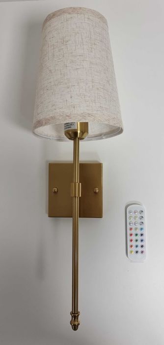 Zestaw 2 lamp ściennych LED z pilotem – ciepłe światło i RGB, złote