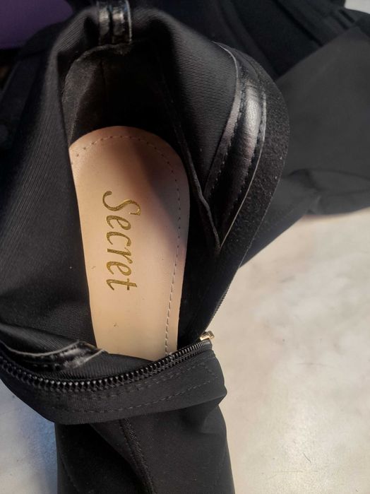 muszkieterki za kolano wesela disco nowe czarne elastyczne dopasowują