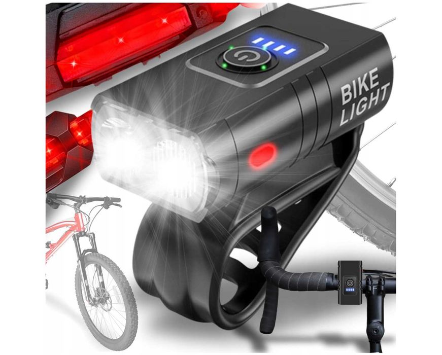 Lampka Rowerowa Przednia Tylna Światła na Rower Kierownicę USB