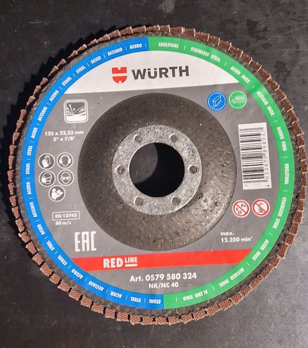 Tarcza Listkowa (lamelowa) WÜRTH – 125 mm, P40