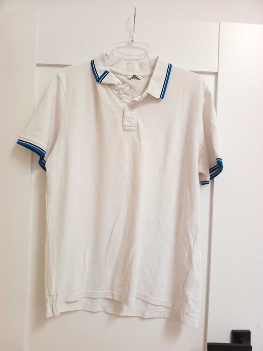 biala bawelniana bluzka meska koszulka polo t-shirt bialy z krotkim rekawemc&a 40L malo uzywana stan bdb zapraszam