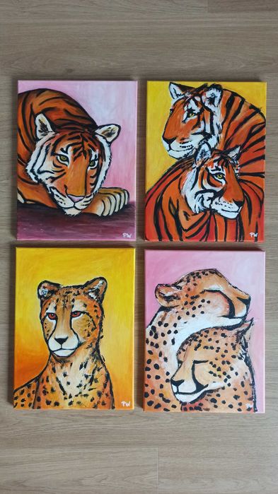 Ręcznie malowany obraz "Gepard" – Akryl na płótnie 30x40 cm