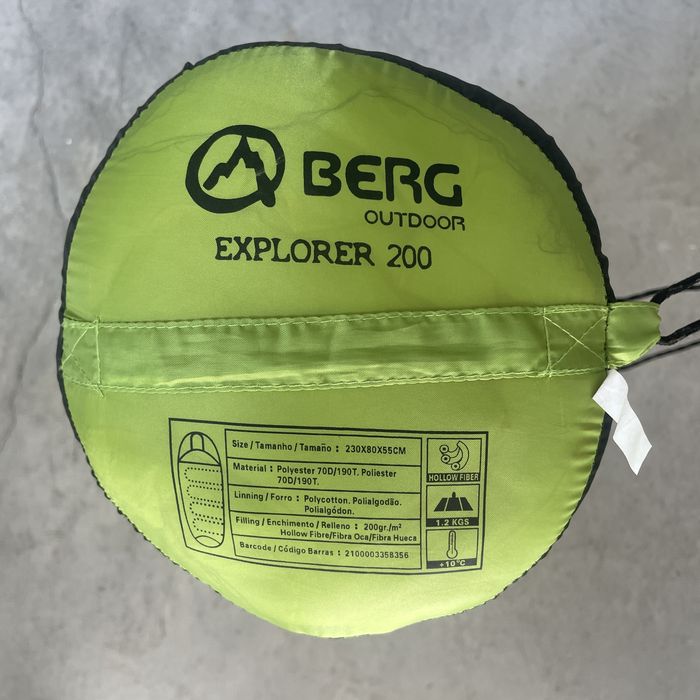 Conjunto de campismo: Tenda Quechua 2 seconds (2 pax), Saco-cama Berg Explorer 200, Colchão insuflável e bomba de chão