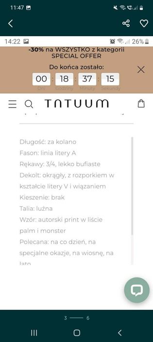 Sukienka Tatuum 36 lekka z podszewka