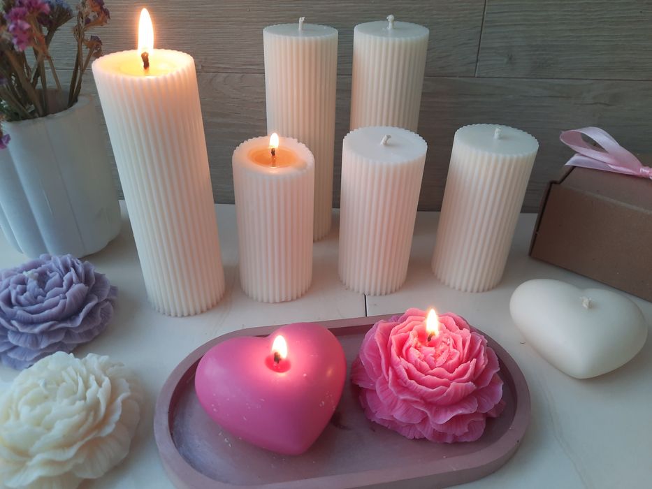 Аромосвіча "Півонія" (Подарунок)  з оливкового воску