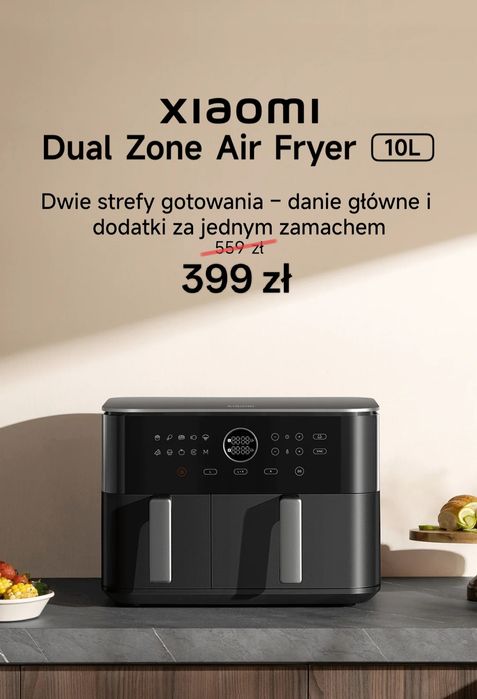 Nowy Air Fryer Xiaomi Dual Zone 10L Dwie komory Gwarancja