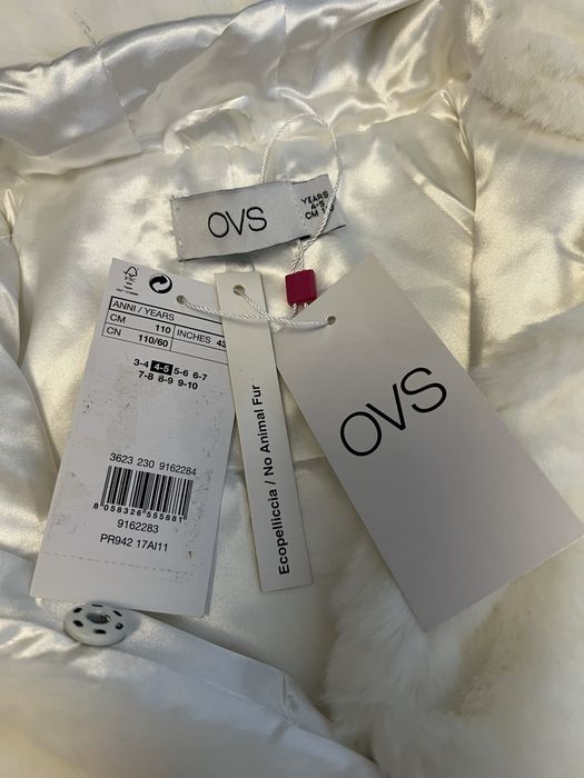 Дитяча біла еко шубка OVS kids 110 см