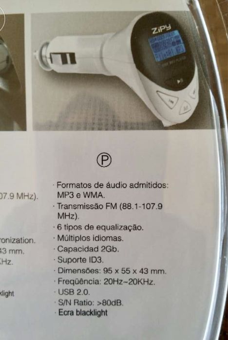 MP3 ZIPY Cayman (para isqueiro do carro)