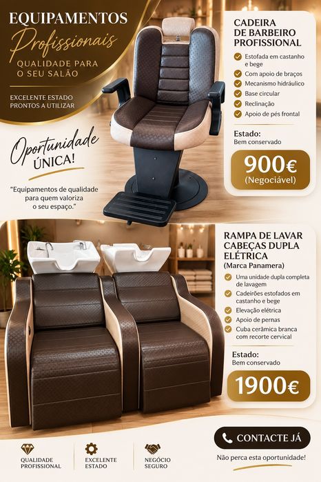 Cadeira de barbeiro +rampa de lavagem