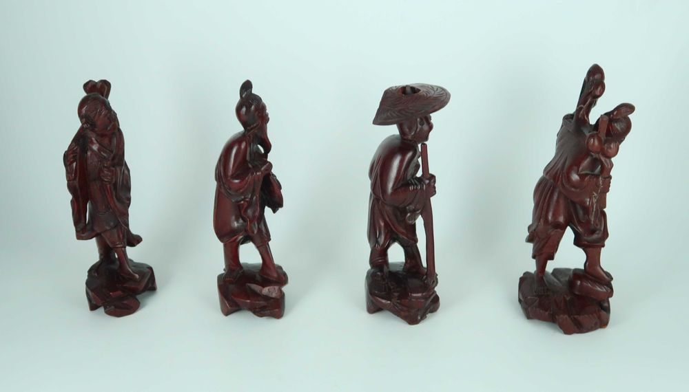 4 Esculturas da China em madeira Exótica