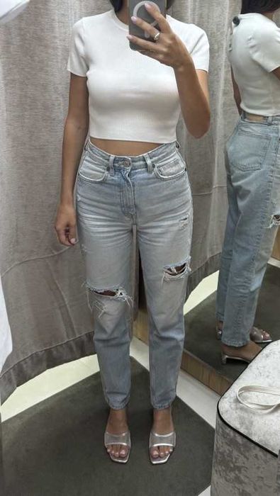 Джинси ZARA  р.32 | висока посадка | прямі | розрізи