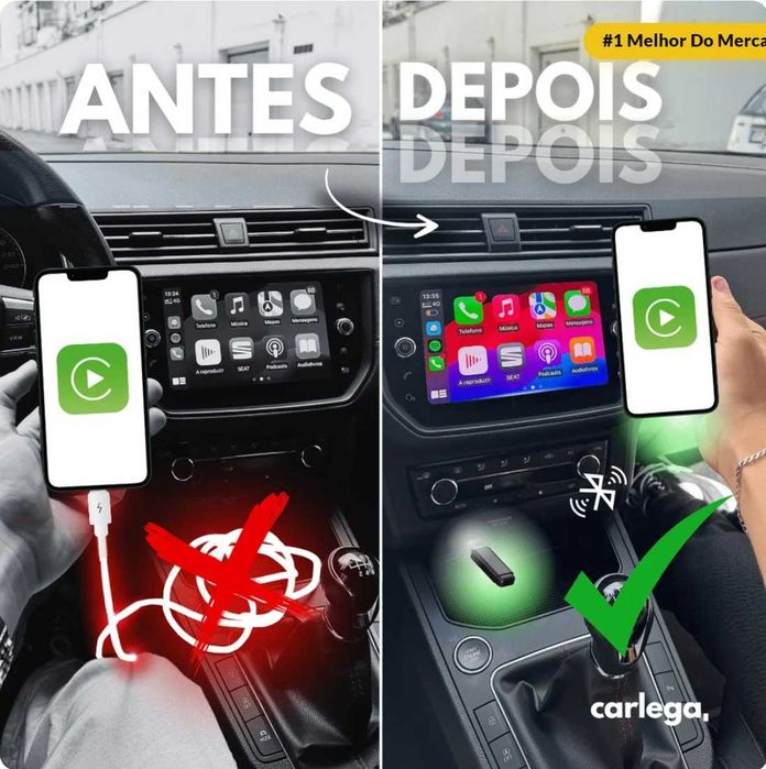 Pen Carlega — Adaptador CarPlay e Android Auto Sem Fios