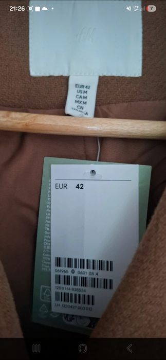 Plaszcz h&m rozm 42 nowy