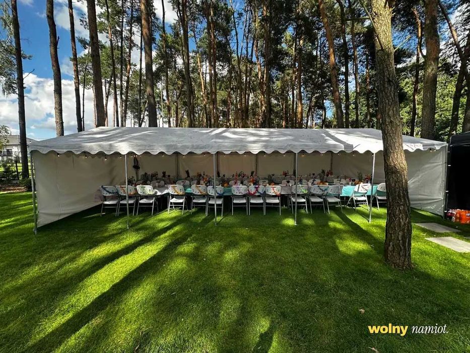Namiot imprezowy na wynajem + stoły, krzesła, oświetlenie