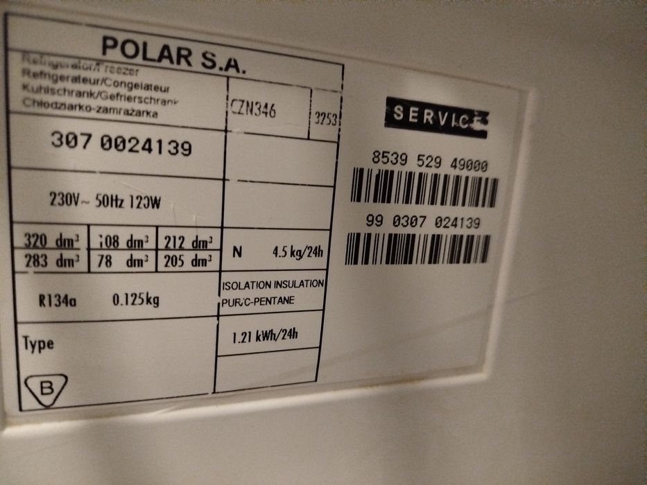 Lodówka Polar CZN346 sprawna lub pojedyńcze części