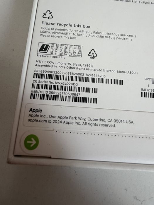 iPhone 15 128gb Black Nowy Zaplombowany
