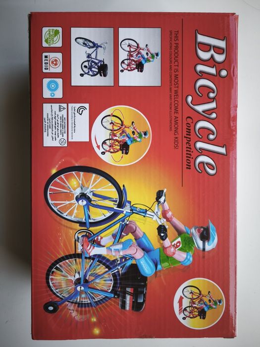 Brinquedo bicicleta. Luzes, música e movimento