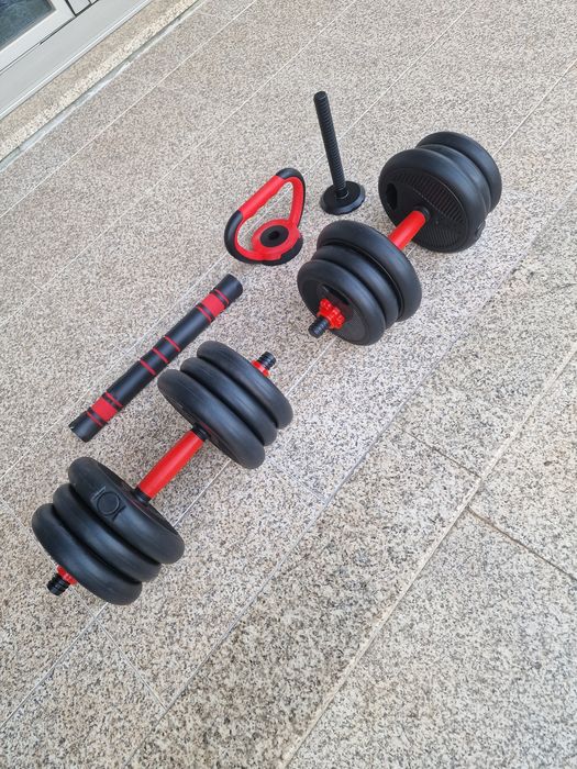 conjunto multifuncional de halteres ajustáveis,  kit 4 em 1 ou 5 em 1.O