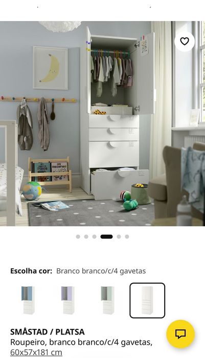 Roupeiro infantil Platsa e Samstad IKEA branco e madeira