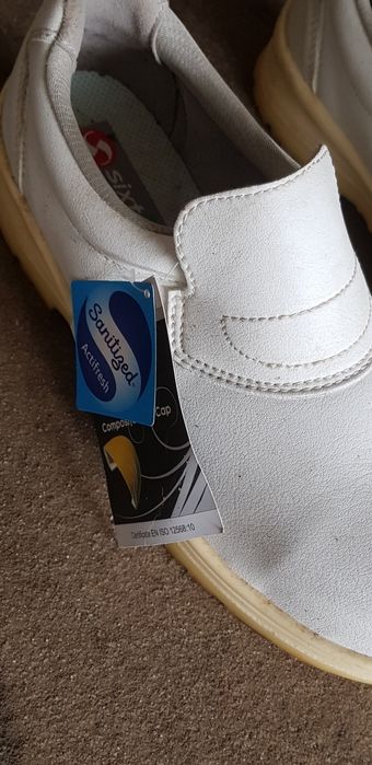 Botas de trabalho em cabedal biqueira de aço brancas aco