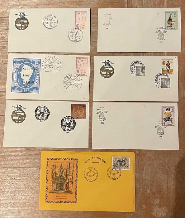 Lote 17 FDC e envelopes comemorativos Timor  1959 a 1973