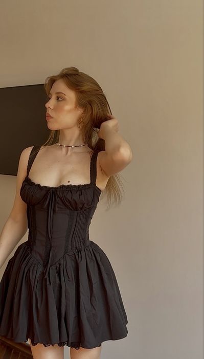 Чорна сукня з корсетом преміум якості • Ідеальна на літо • Нова