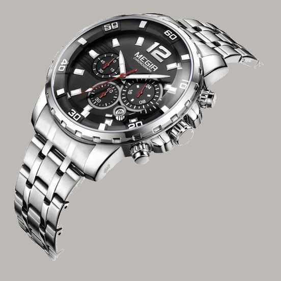 Zegarek Optic Black MS2068G-1 Chronograf, Datownik.