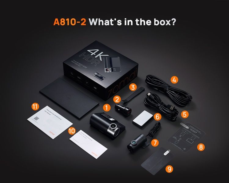 Відеореєстратор 70mai A810 4K M310S 2K, кабель паркування Kit UP03, UP